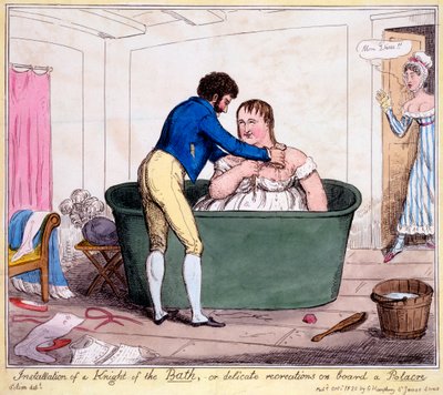 Installation of a Knight of the Bath, or delicate recreations on board a Polacre, 1820 by George Cruikshank